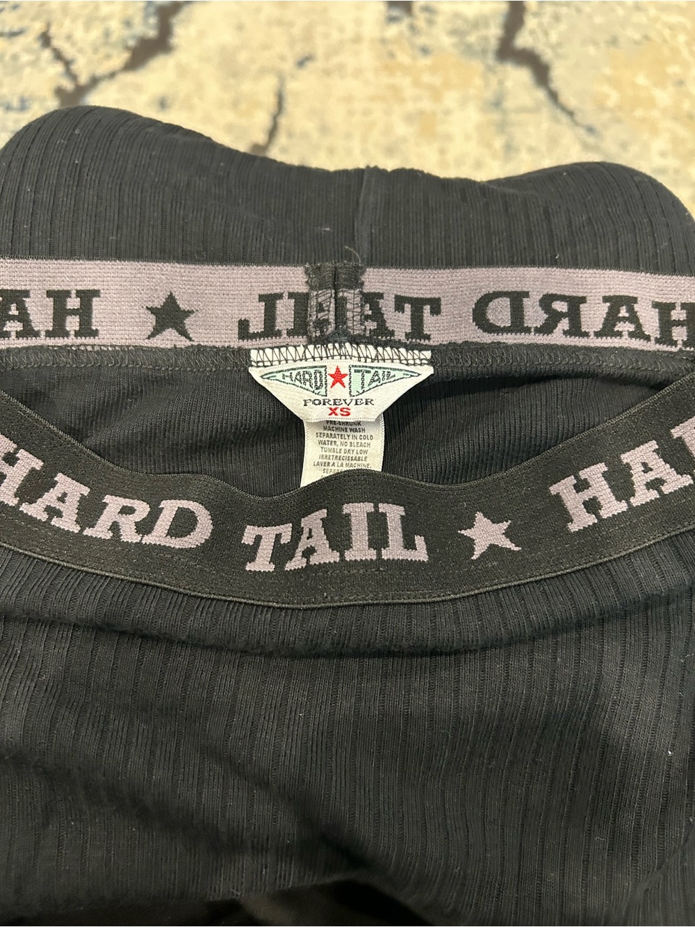 Hard Tail Black Midi Skirt with Gray Logo Waistband